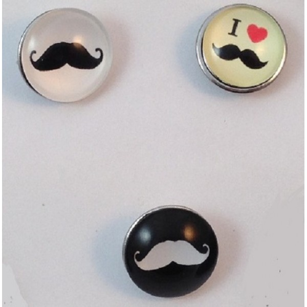 Set of 3 Moustache Buttons